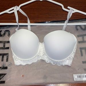 White SHEIN push up laced bra size small brand new